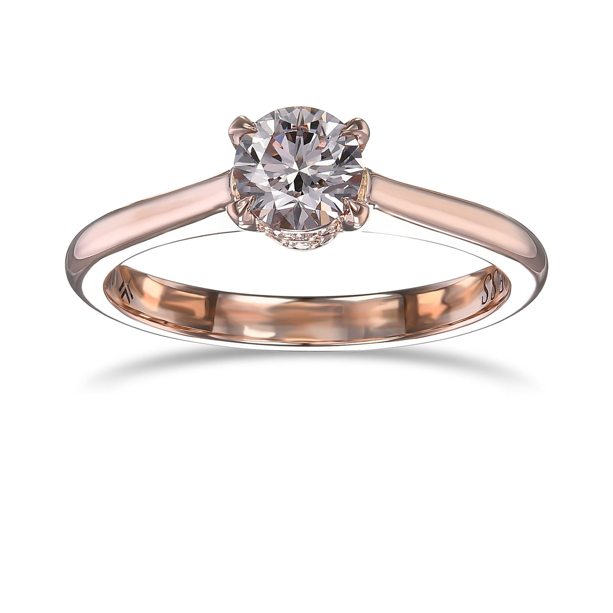 Very Light Pink Round Solitaire Diamond Ring