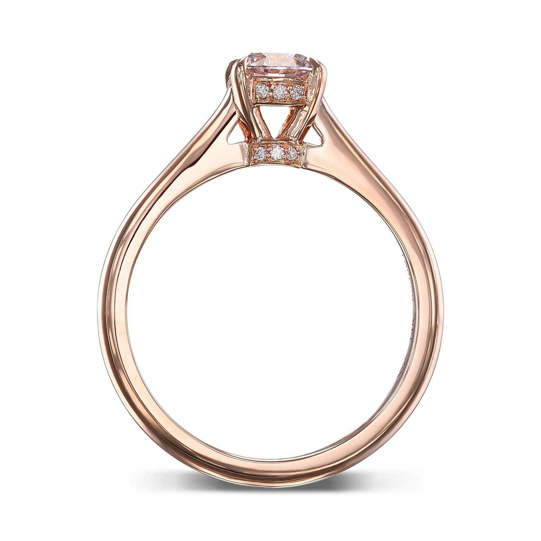 Very Light Pink Round Solitaire Diamond Ring