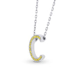 Fancy Vivid Yellow "C" Letter pendant set in 0.10ct Brilliant Pave and 18K Gold