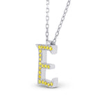 Fancy Vivid Yellow "E" Letter pendant set in 0.21ct Brilliant Pave and 18K Gold