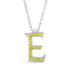 Fancy Vivid Yellow "E" Letter pendant set in 0.21ct Brilliant Pave and 18K Gold