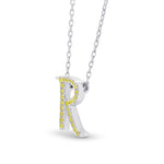 Fancy Vivid Yellow "R" Letter pendant set in 0.20ct Brilliant Pave and 18K Gold
