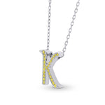 Fancy Vivid Yellow Letter "K" pendant set in Brilliant Pave and 18K Gold 