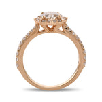 "88 Cut" Diamond Halo Side Stone Ring