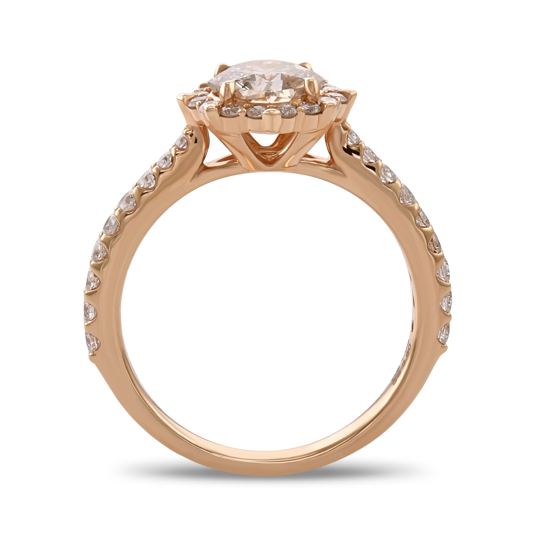 "88 Cut" Diamond Halo Side Stone Ring