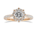 "88 Cut" Diamond Halo Side Stone Ring