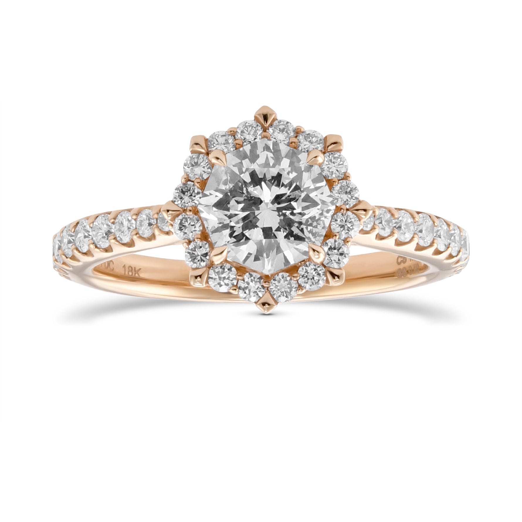 "88 Cut" Diamond Halo Side Stone Ring