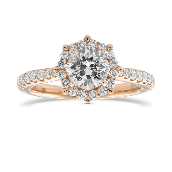 "88 Cut" Diamond Halo Side Stone Ring