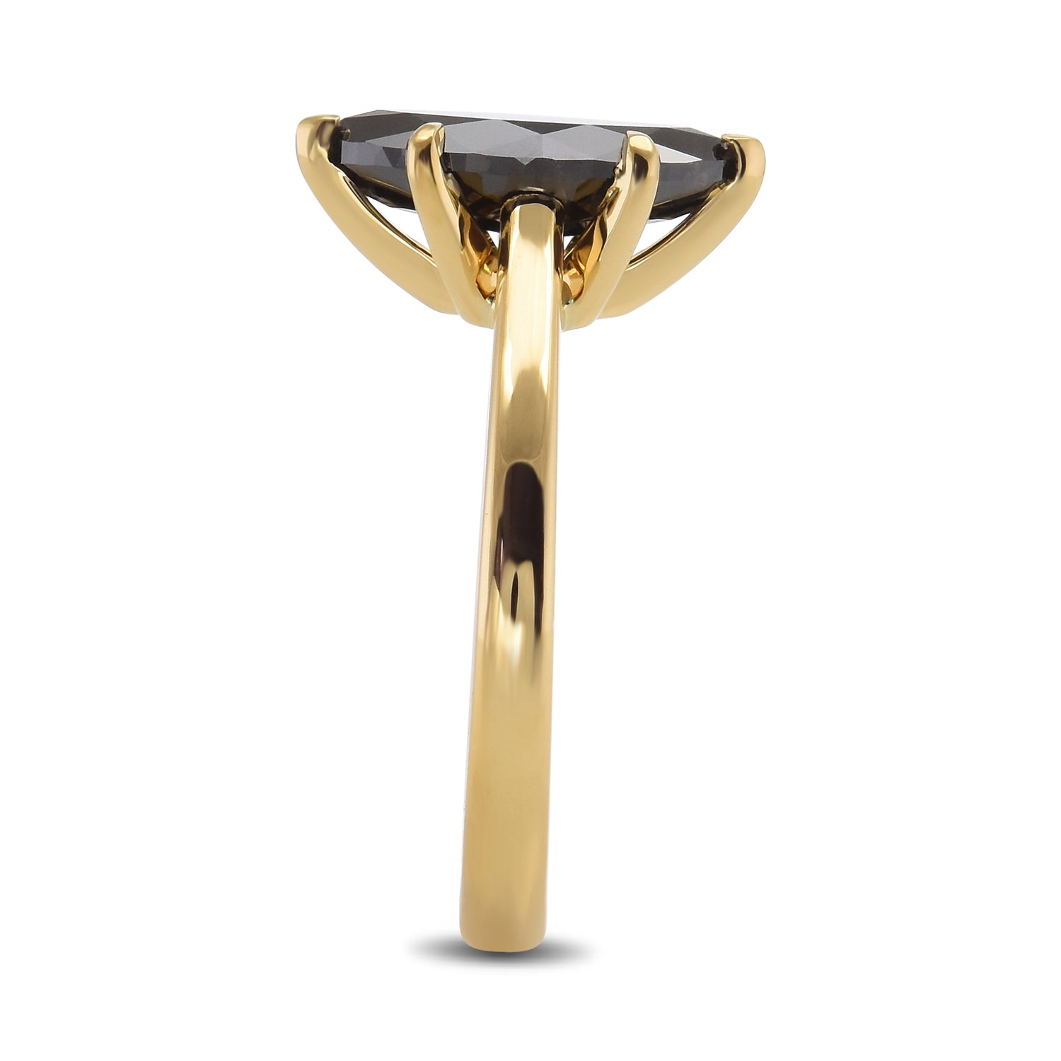  Fancy Black Marquise Solitaire Diamond Ring