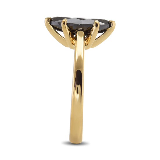  Fancy Black Marquise Solitaire Diamond Ring