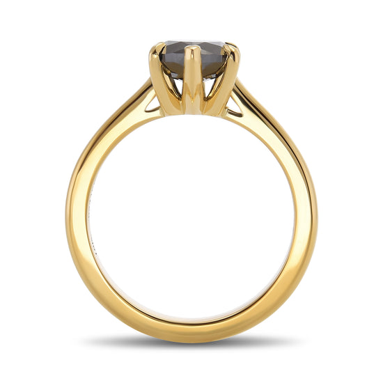  Fancy Black Marquise Solitaire Diamond Ring