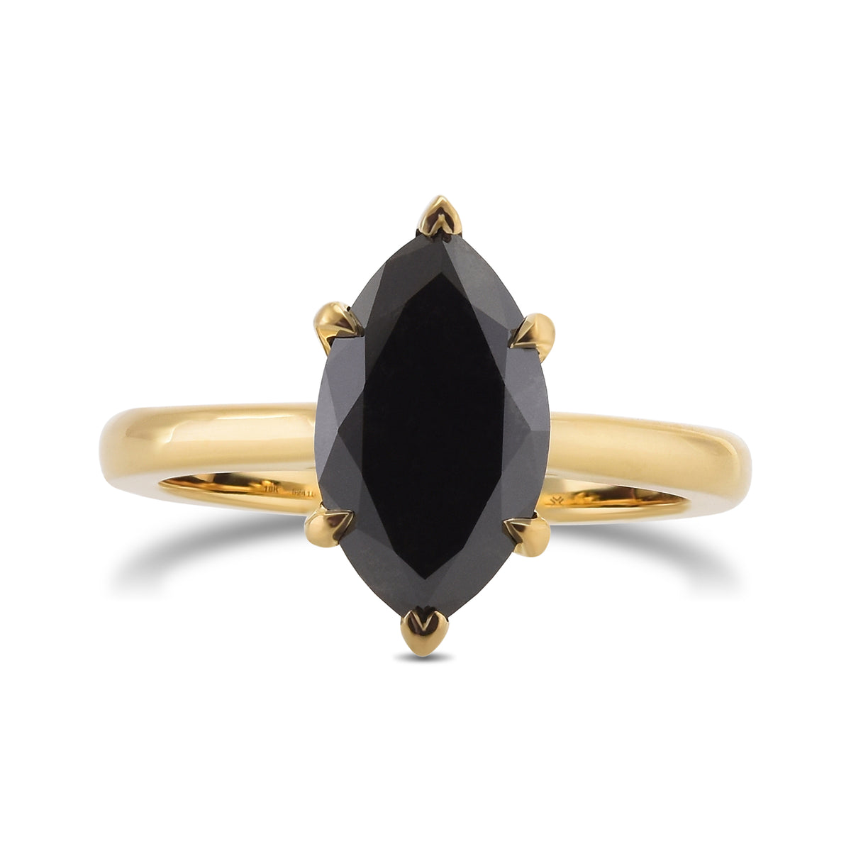  Fancy Black Marquise Solitaire Diamond Ring