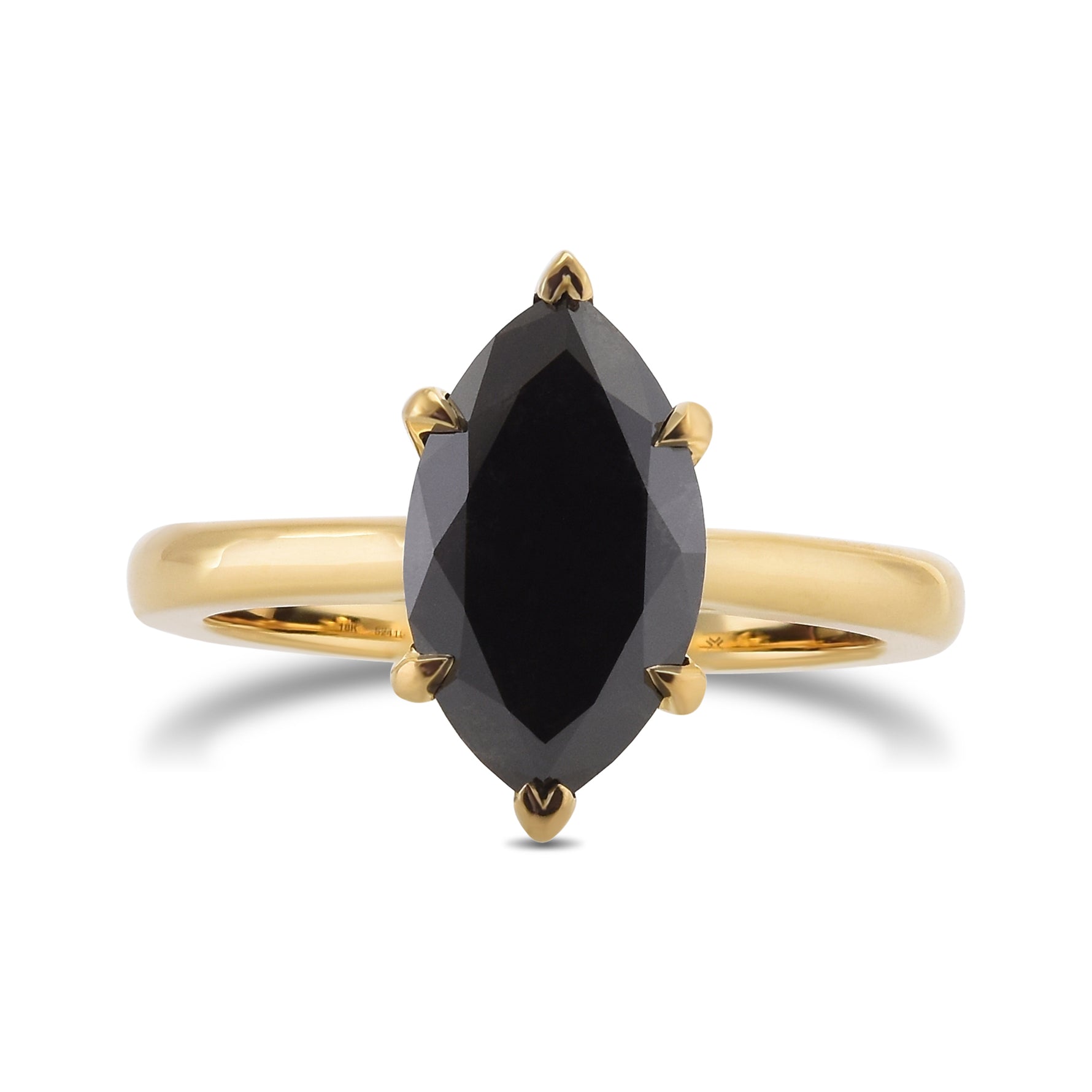  Fancy Black Marquise Solitaire Diamond Ring