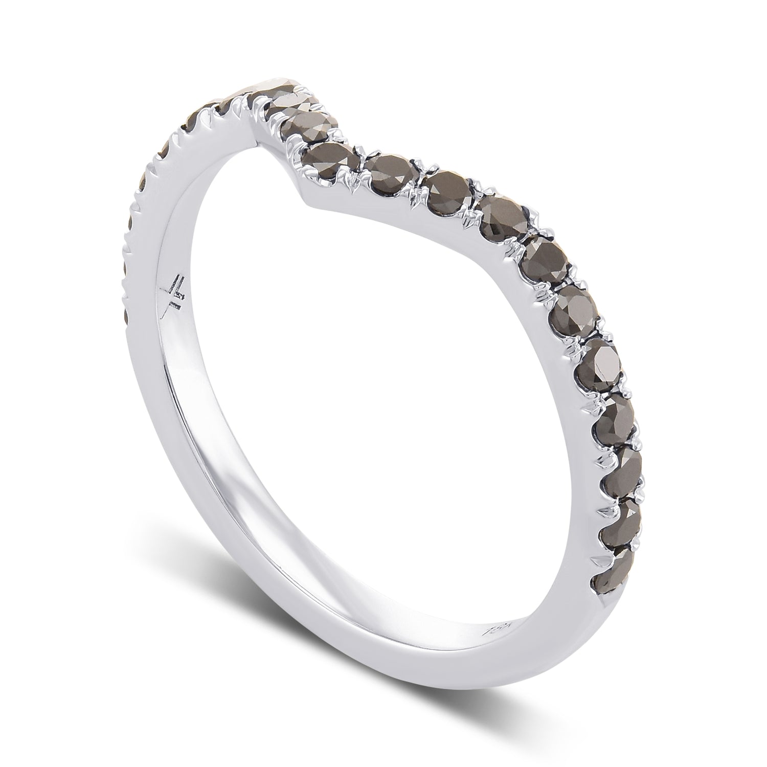Black Diamond Contoured Half Eternity Wedding Band 