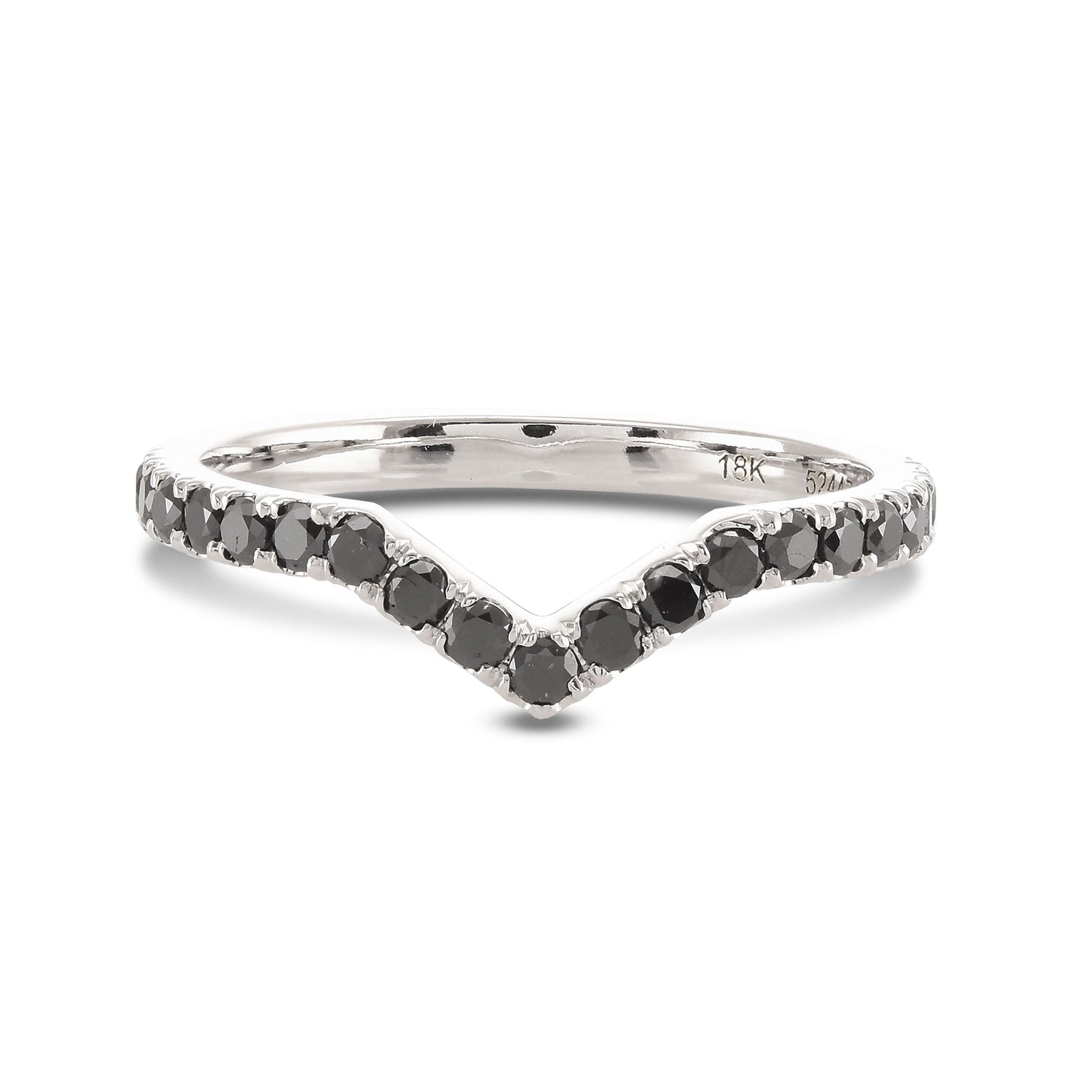 Black Diamond Contoured Half Eternity Wedding Band 