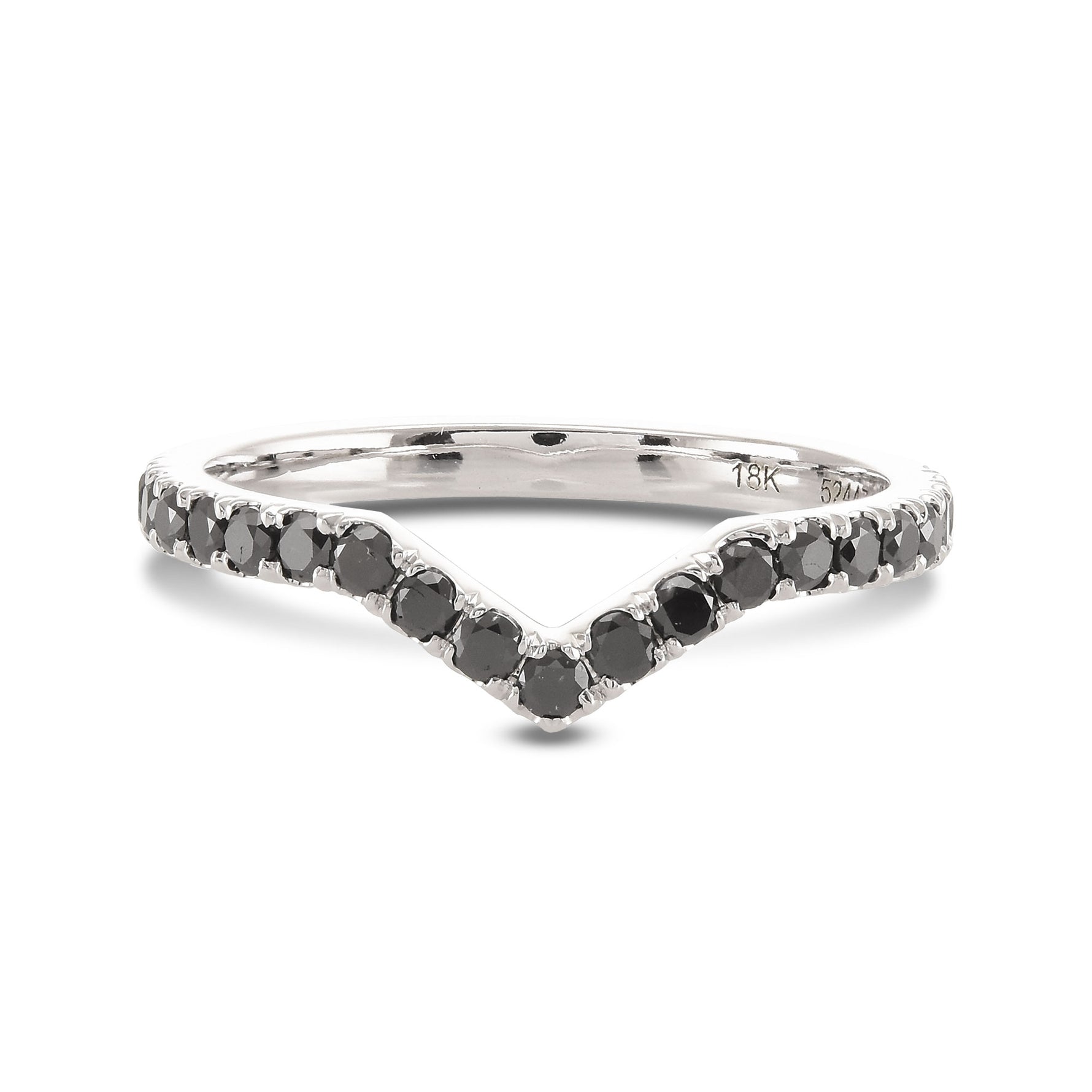 Black Diamond Contoured Half Eternity Wedding Band 