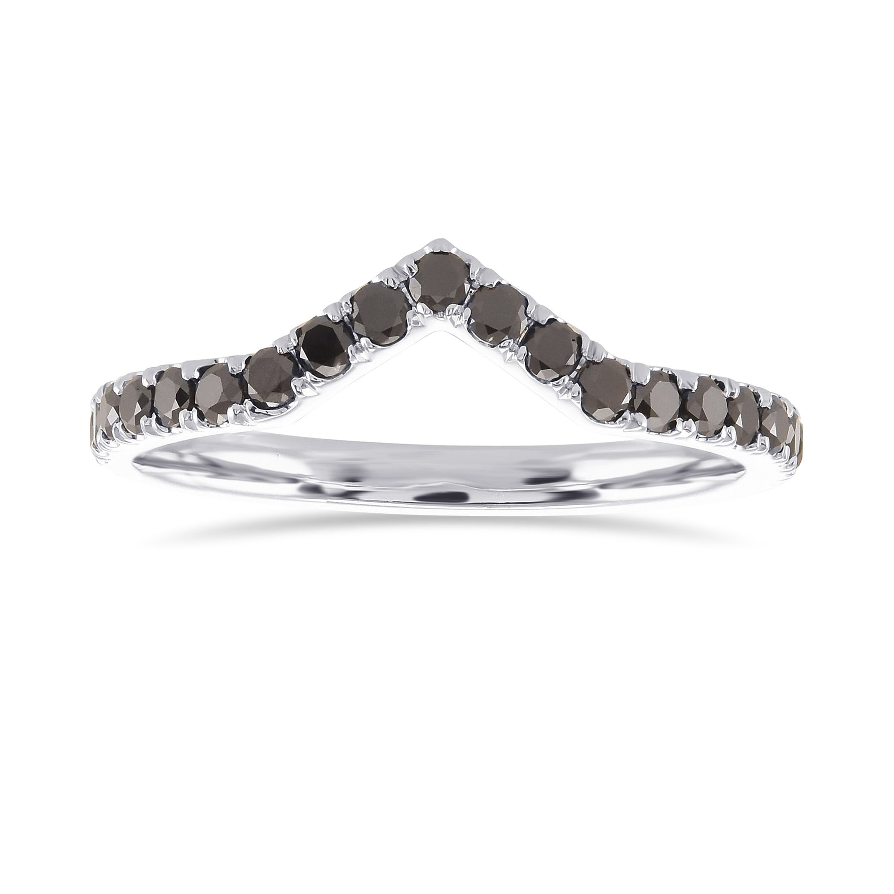 Black Diamond Contoured Half Eternity Wedding Band 