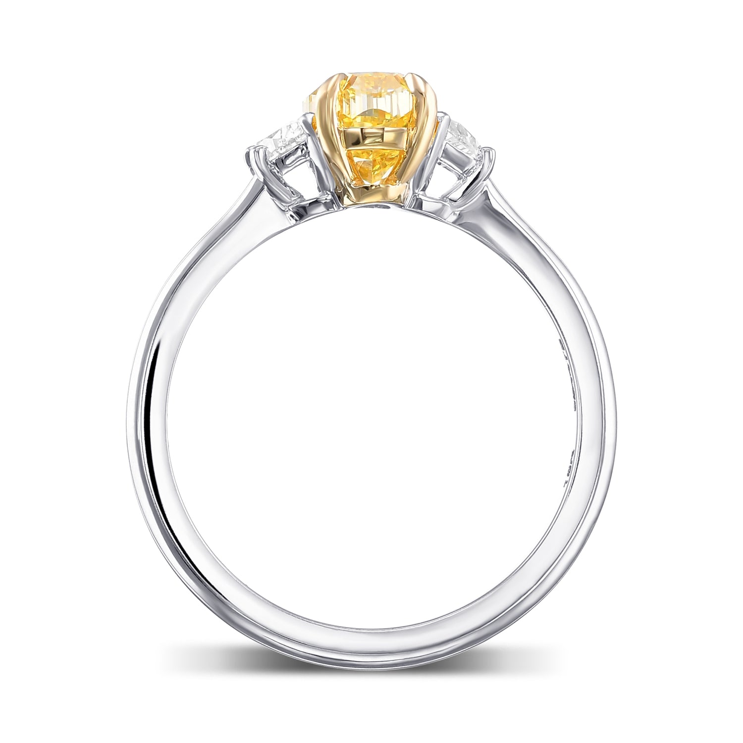 Fancy Intense Yellow Oval & Half-moon Diamond 3-stone Ring