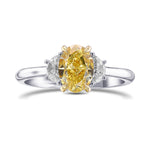 Fancy Intense Yellow Oval & Half-moon Diamond 3-stone Ring