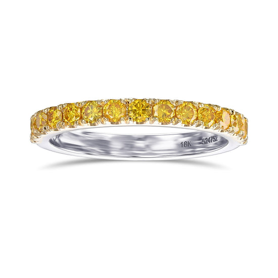 Fancy Vivid Orange Yellow Round Diamond Band