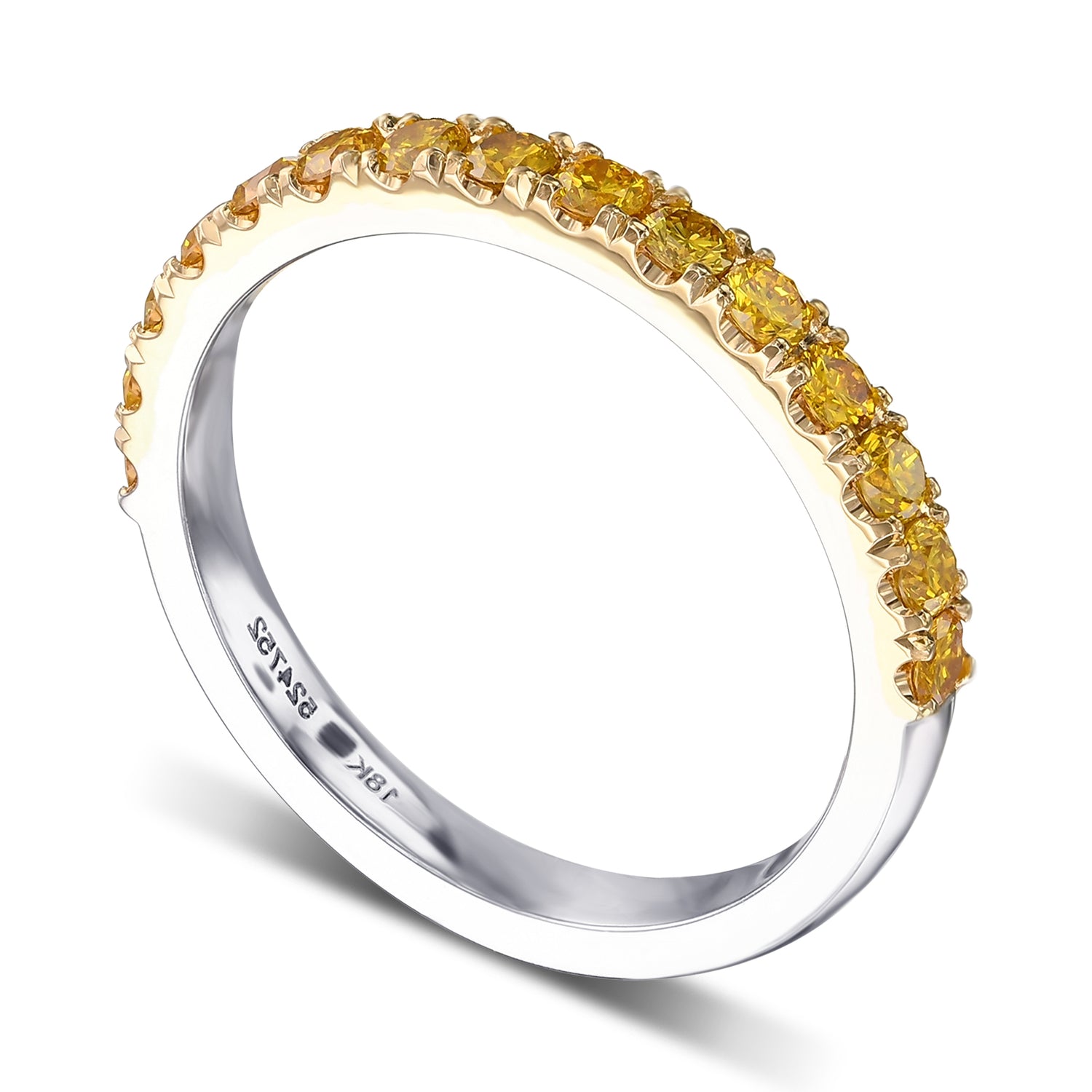 Fancy Vivid Orange Yellow Round Diamond Band