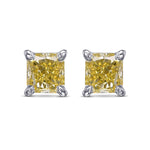 Fancy Yellow Radiant Stud Diamond Earrings