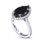 Marquise Fancy Black Micro-Pave Diamond Halo Ring