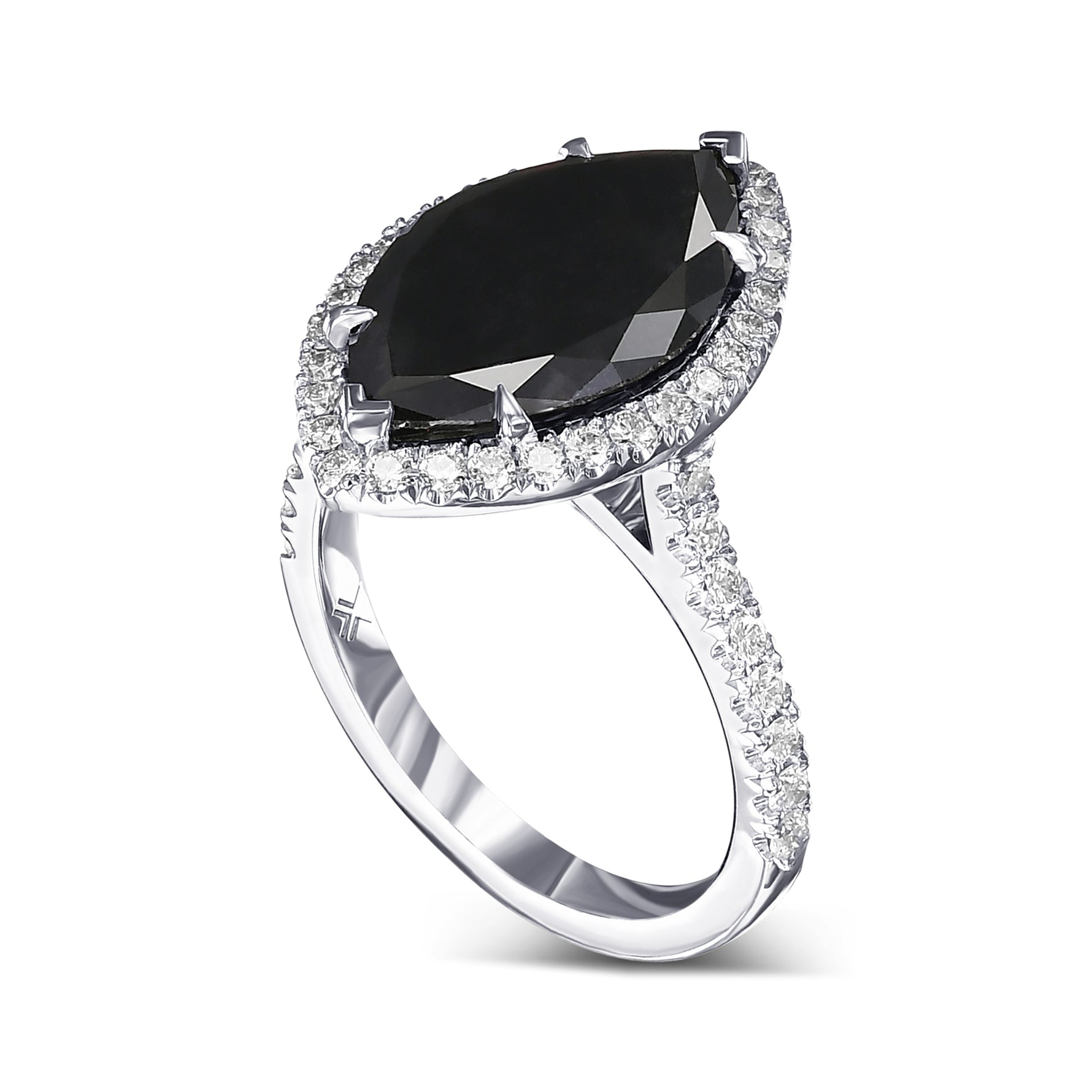 Marquise Fancy Black Micro-Pave Diamond Halo Ring
