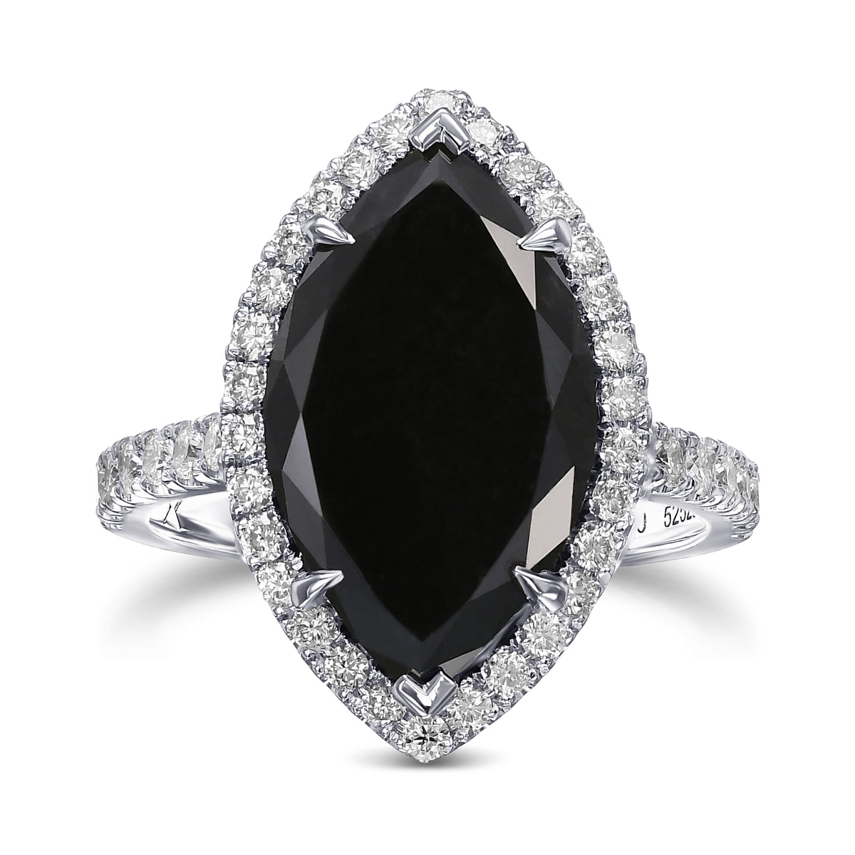 Marquise Fancy Black Micro-Pave Diamond Halo Ring