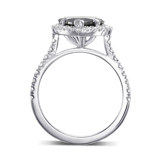 Marquise Fancy Black Micro-Pave Diamond Halo Ring