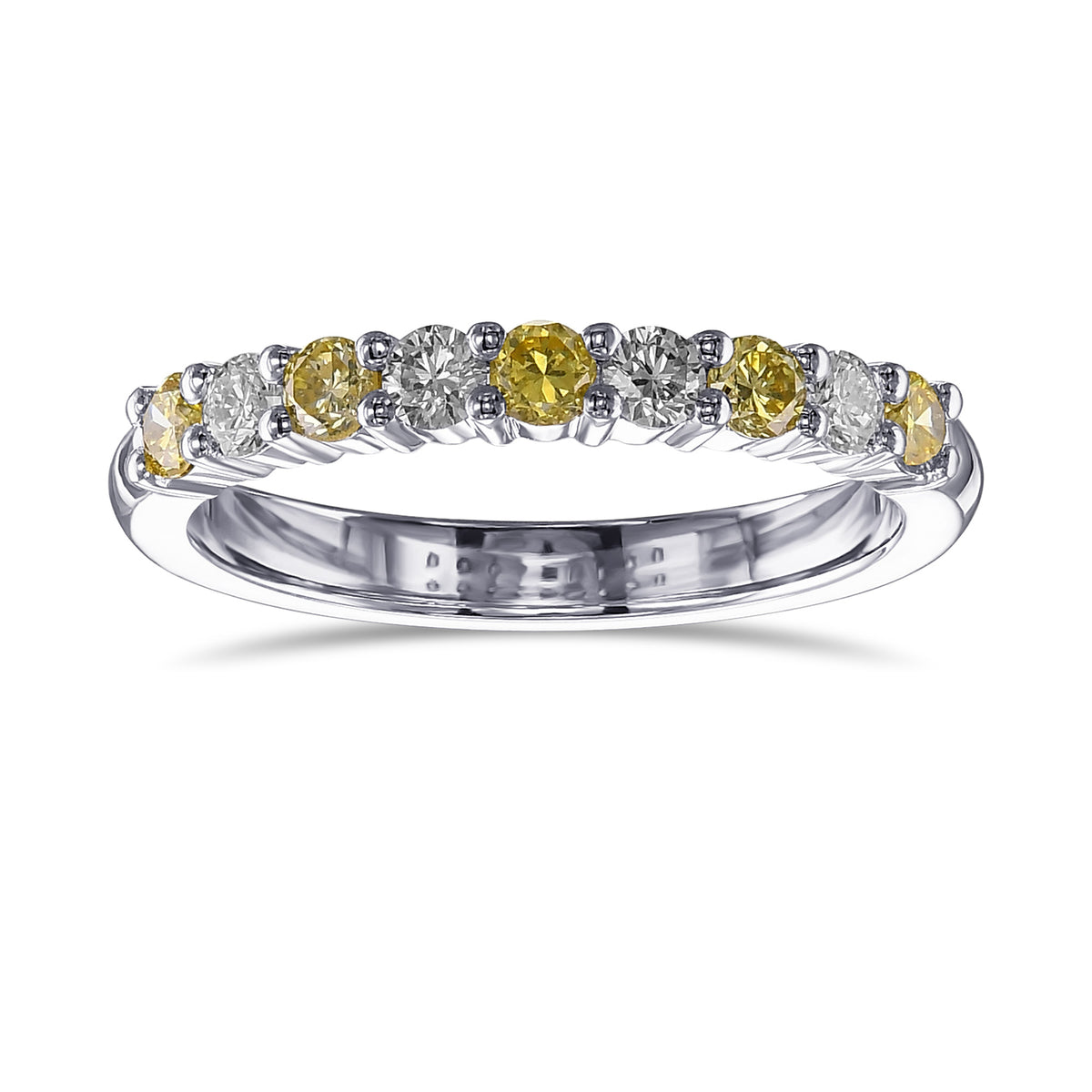 Fancy Intense Yellow Asscher-cut Diamond Wedding Ring Set 