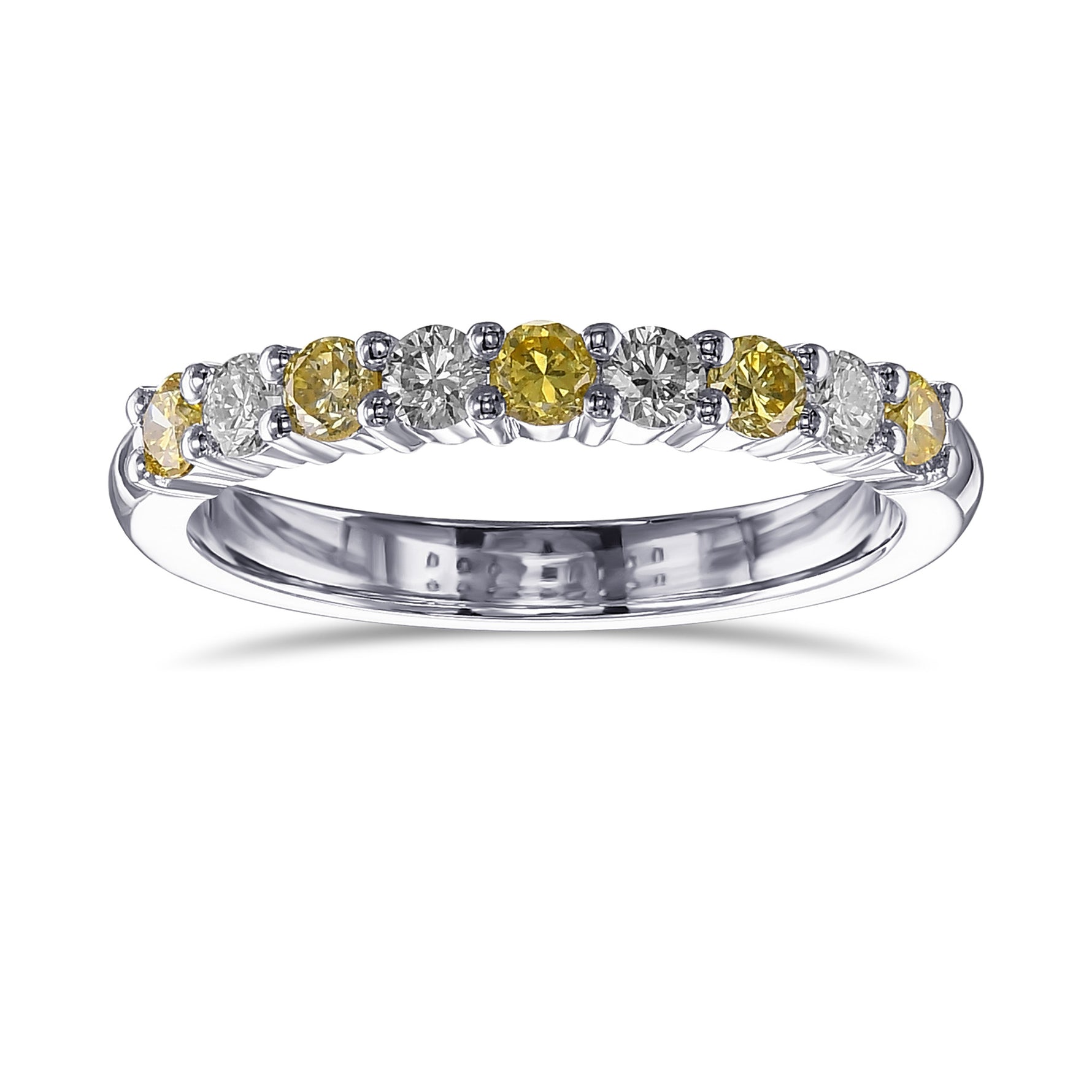 Fancy Intense Yellow Asscher-cut Diamond Wedding Ring Set 