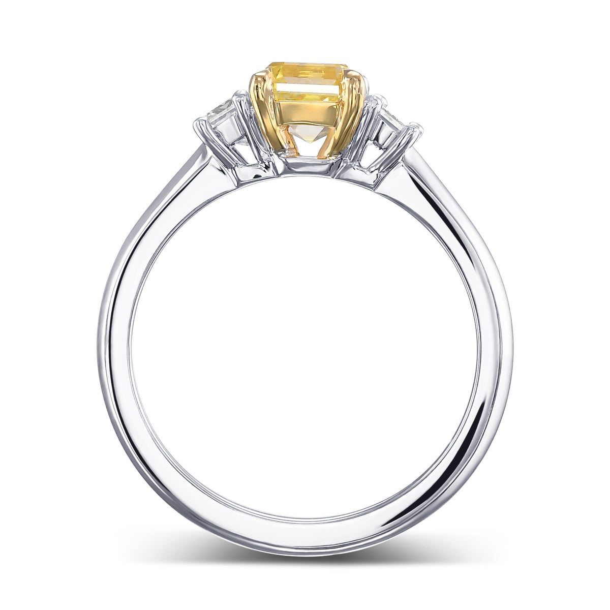 Fancy Intense Yellow Asscher-cut Diamond Wedding Ring Set 
