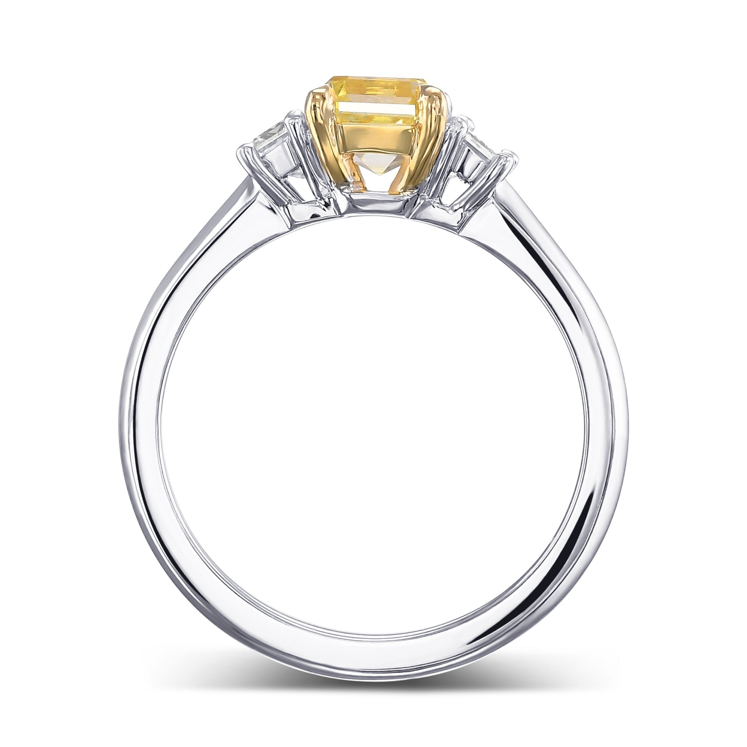 Fancy Intense Yellow Asscher-cut Diamond Wedding Ring Set 