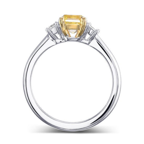 Fancy Intense Yellow Asscher-cut Diamond Wedding Ring Set 