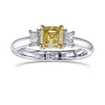 Fancy Intense Yellow Asscher-cut Diamond Wedding Ring Set 