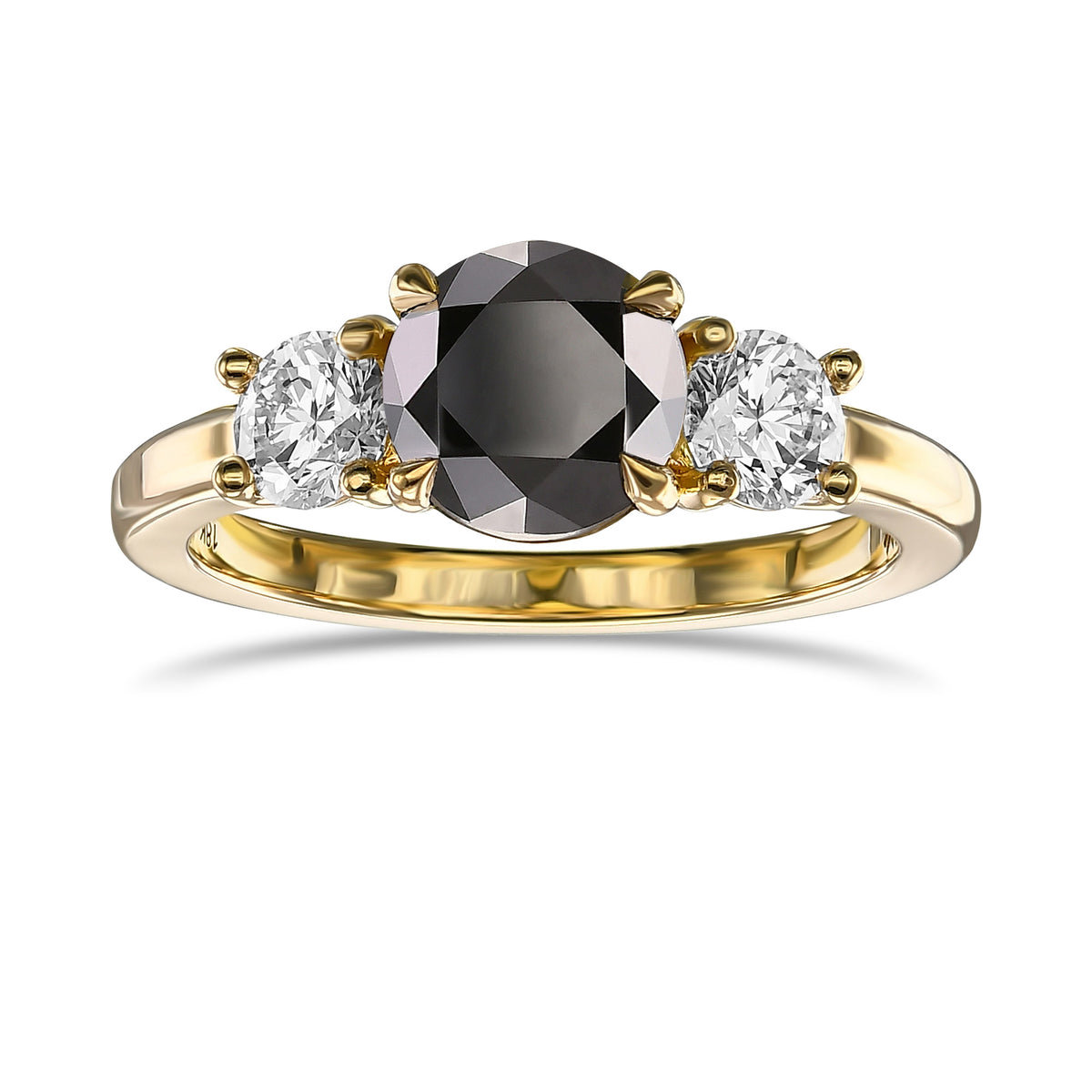 Fancy Black Round Diamond Wedding Ring Set