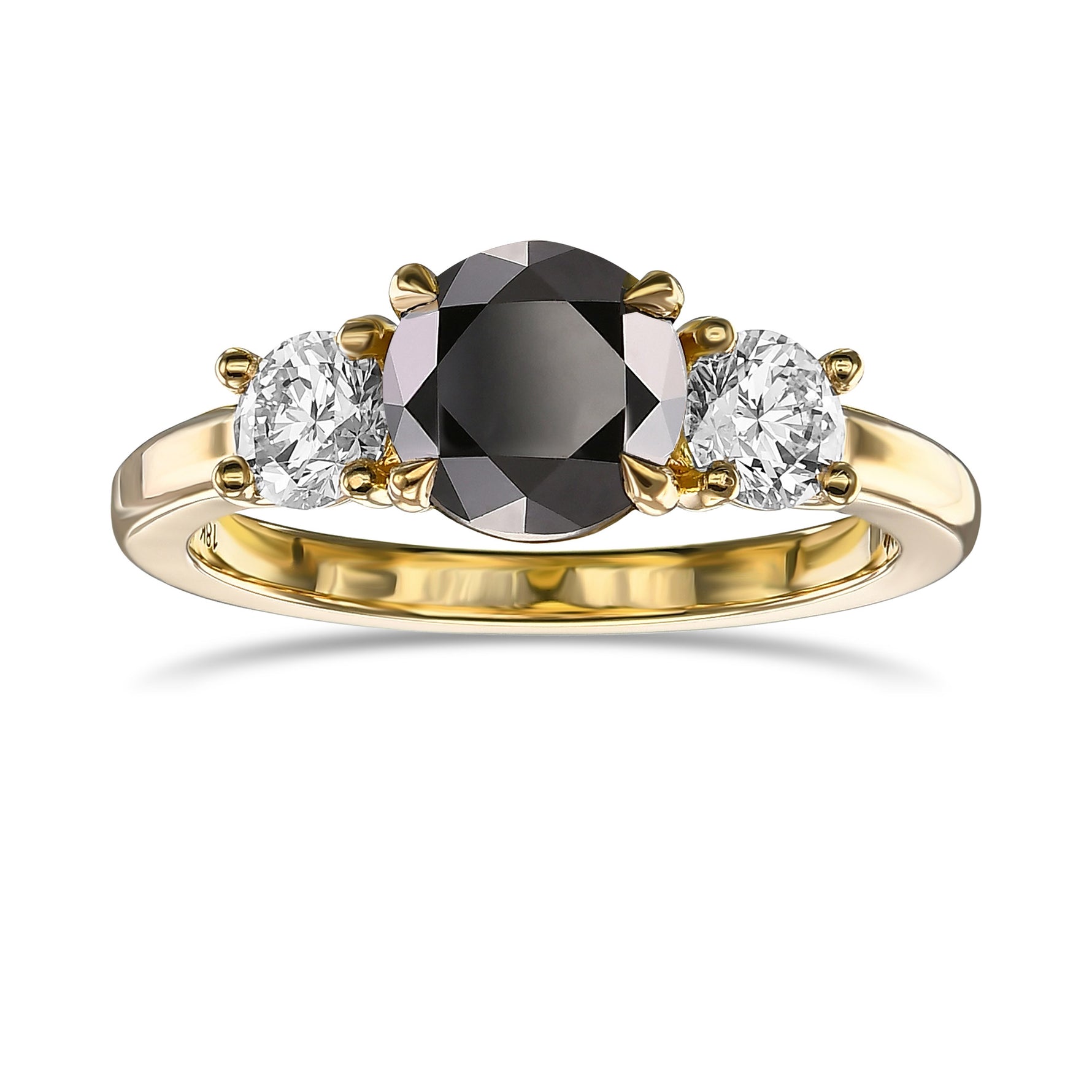 Fancy Black Round Diamond Wedding Ring Set