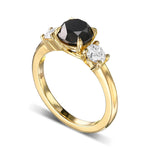 Fancy Black Round Diamond Wedding Ring Set