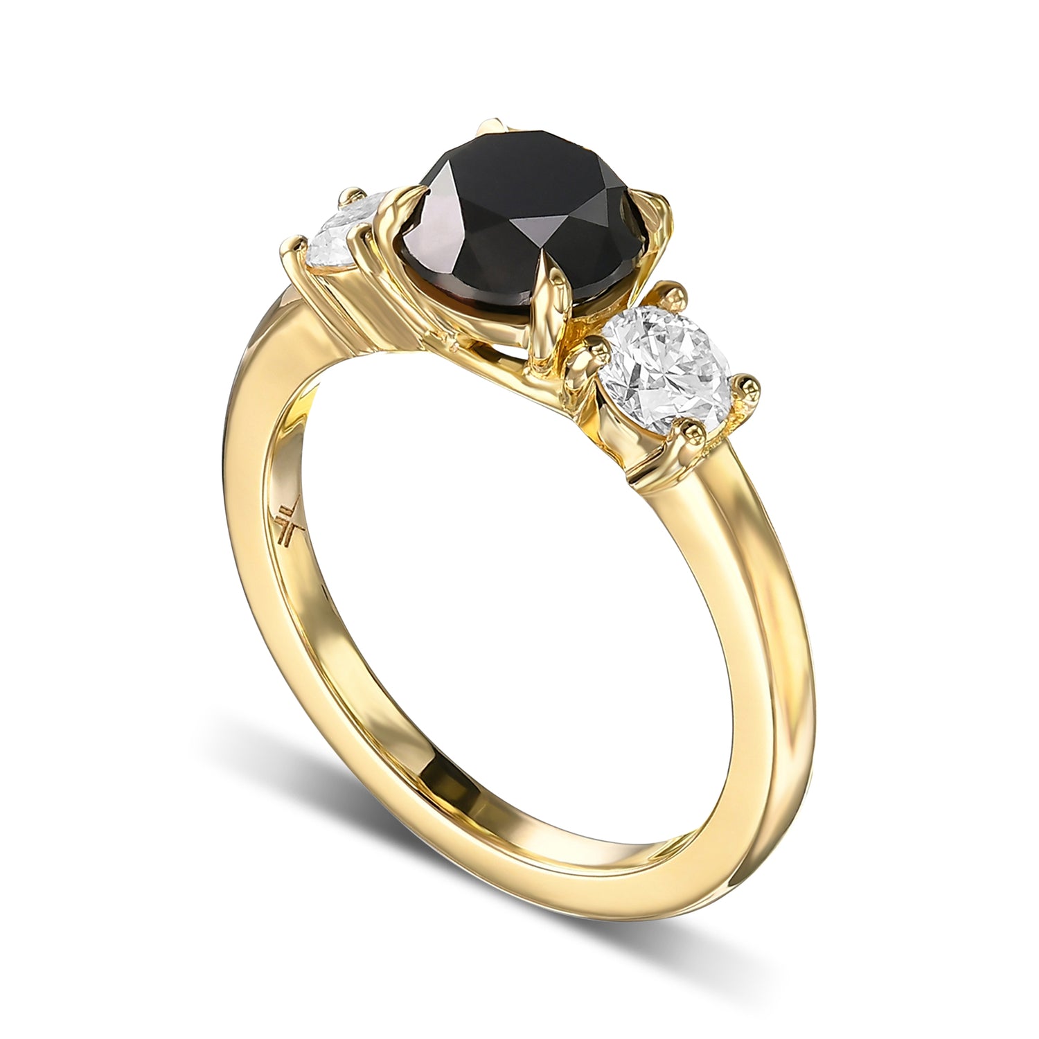 Fancy Black Round Diamond Wedding Ring Set