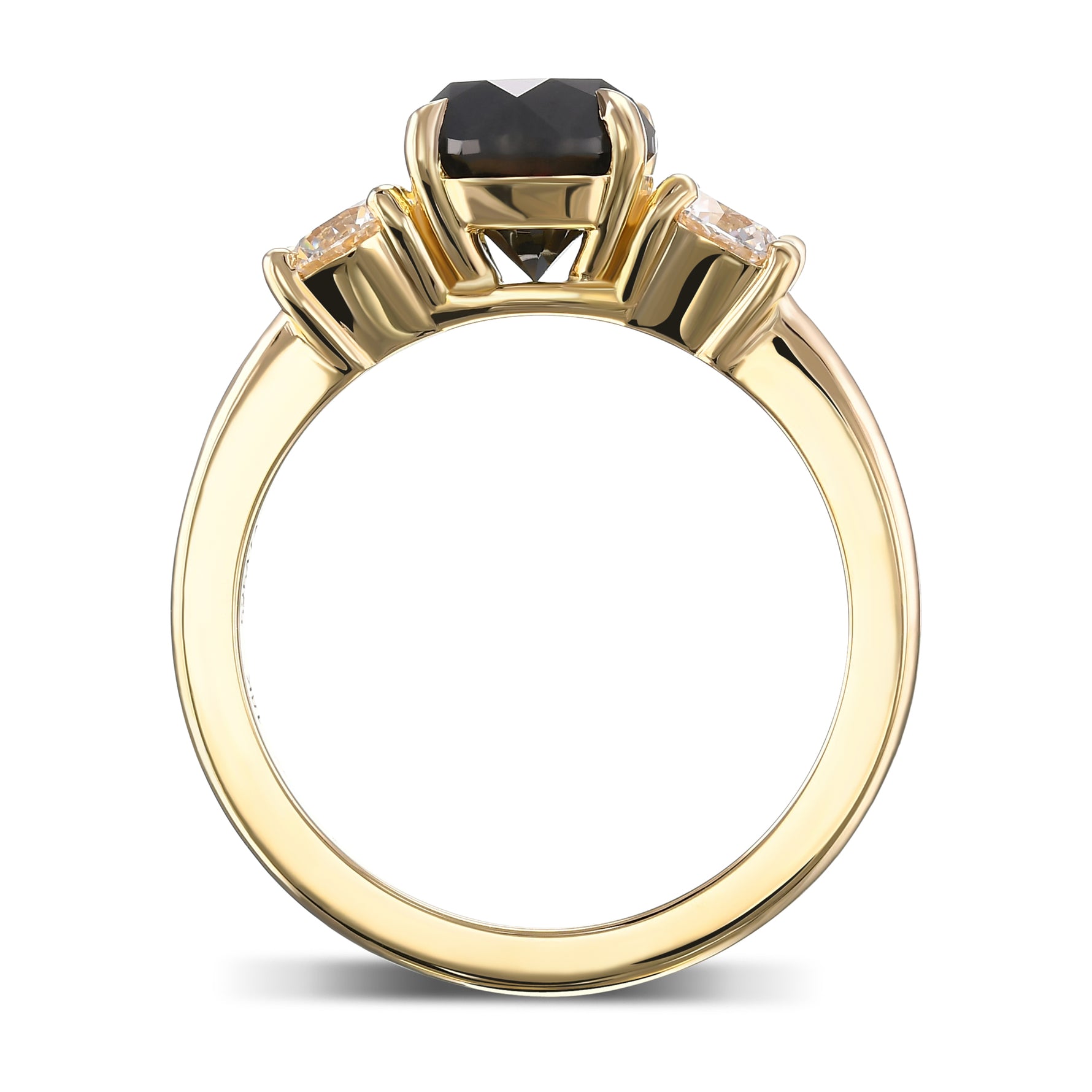 Fancy Black Round Diamond Wedding Ring Set