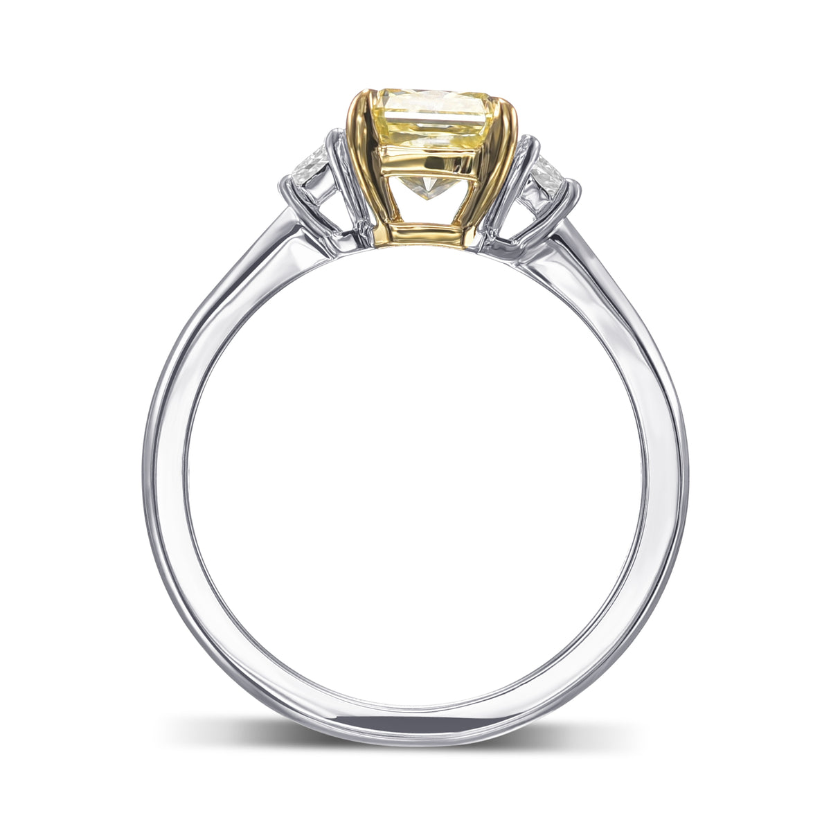 Fancy Yellow Radiant 3 Stone Diamond Ring