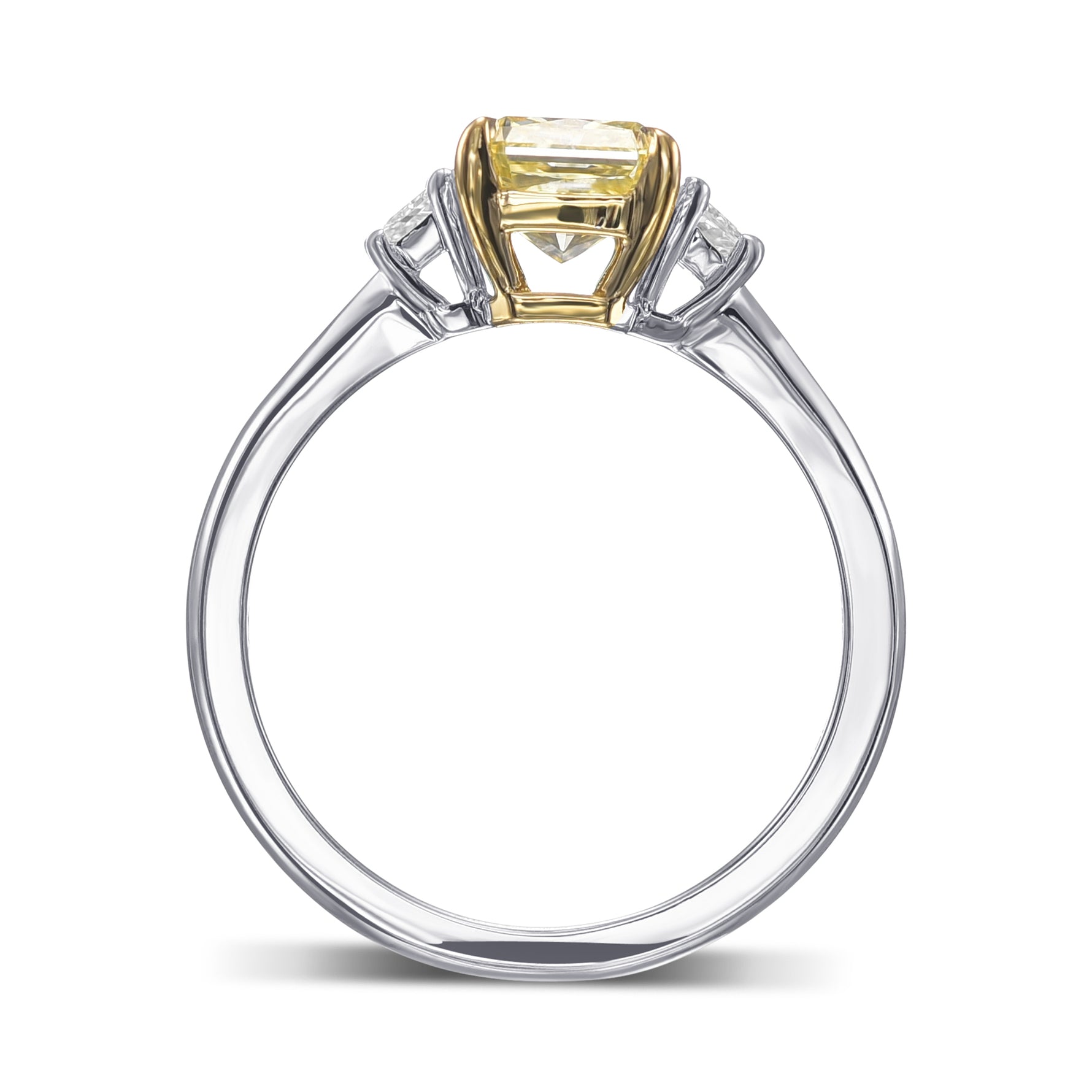 Fancy Yellow Radiant 3 Stone Diamond Ring