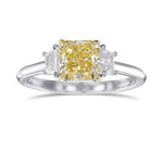 Fancy Yellow Radiant 3 Stone Diamond Ring