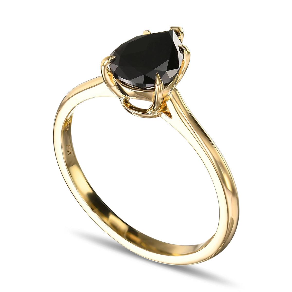 Fancy Black Pear Solitaire Diamond Ring