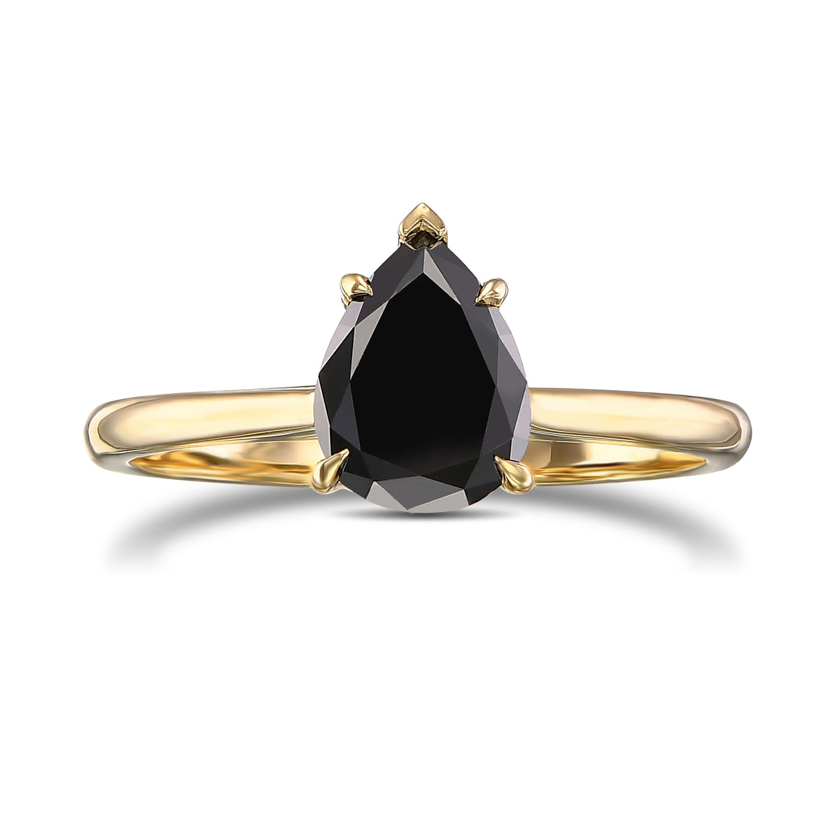 Fancy Black Pear Solitaire Diamond Ring