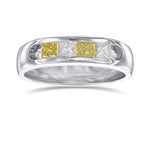Fancy Intense Yellow and Colorless Princess Diamond Men's Ring