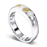 Fancy Intense Yellow and Colorless Princess Diamond Men's Ring
