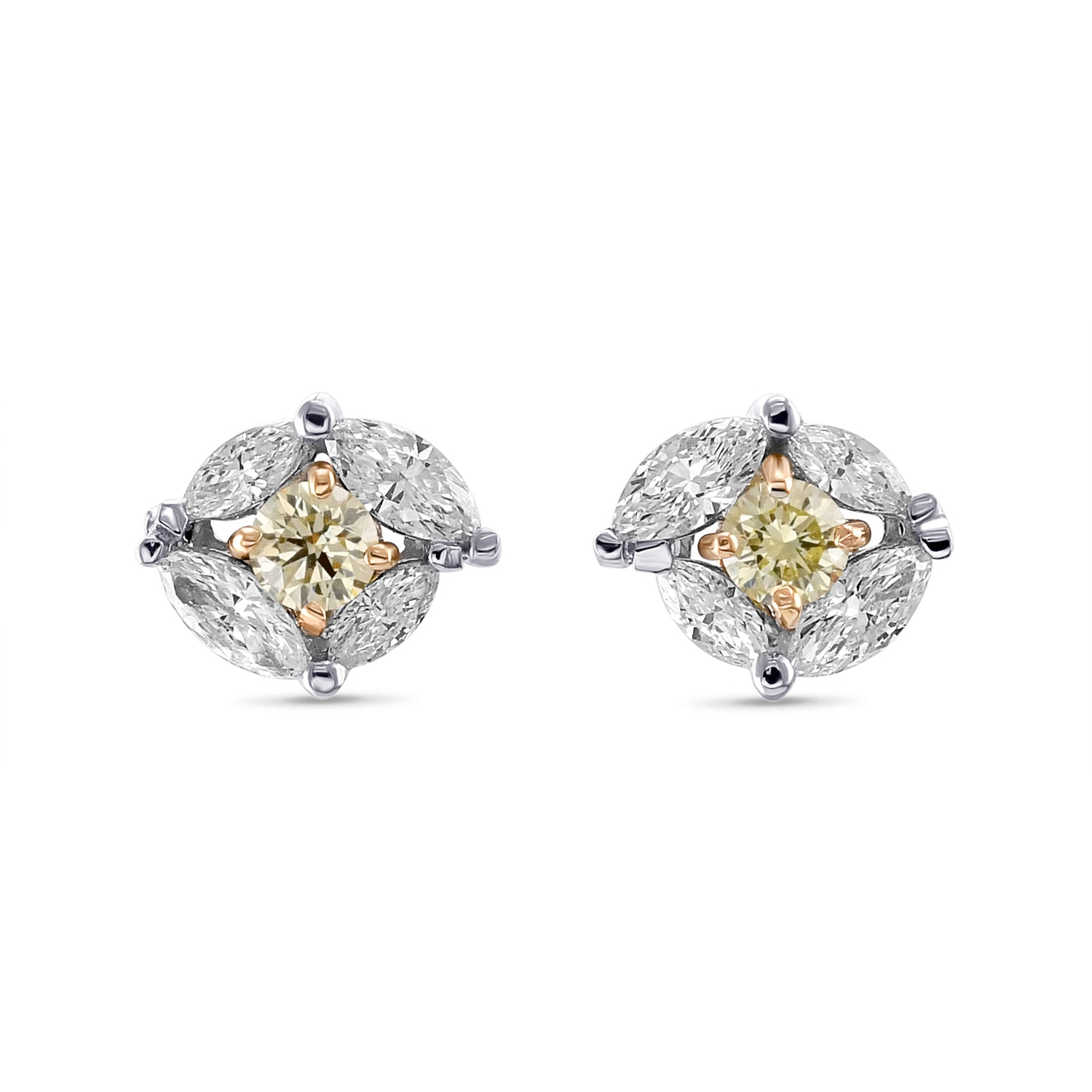 Fancy Yellow and White Diamond Stud Earrings