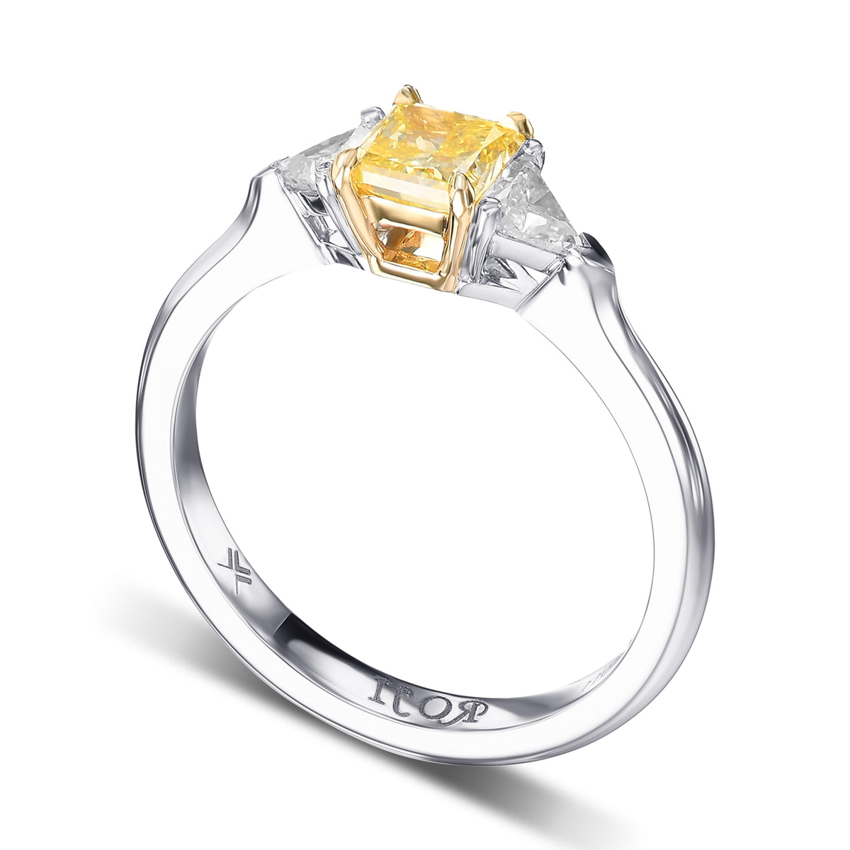 Fancy Intense Yellow Princess & Triangle Diamond Wedding Ring Set